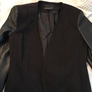 Cynthia rowley blazer with faux leather sleeve